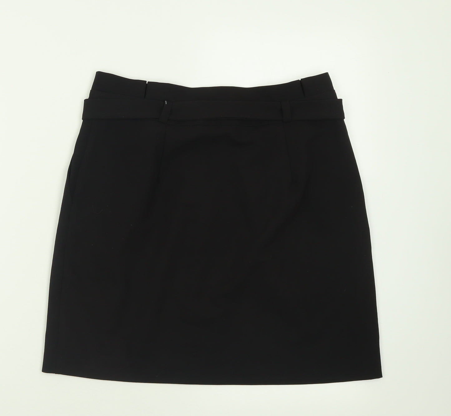 New Look Womens Black  Polyester A-Line Skirt Size 10   Hook & Eye