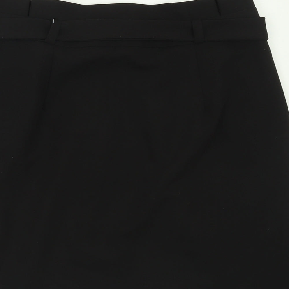 New Look Womens Black  Polyester A-Line Skirt Size 10   Hook & Eye
