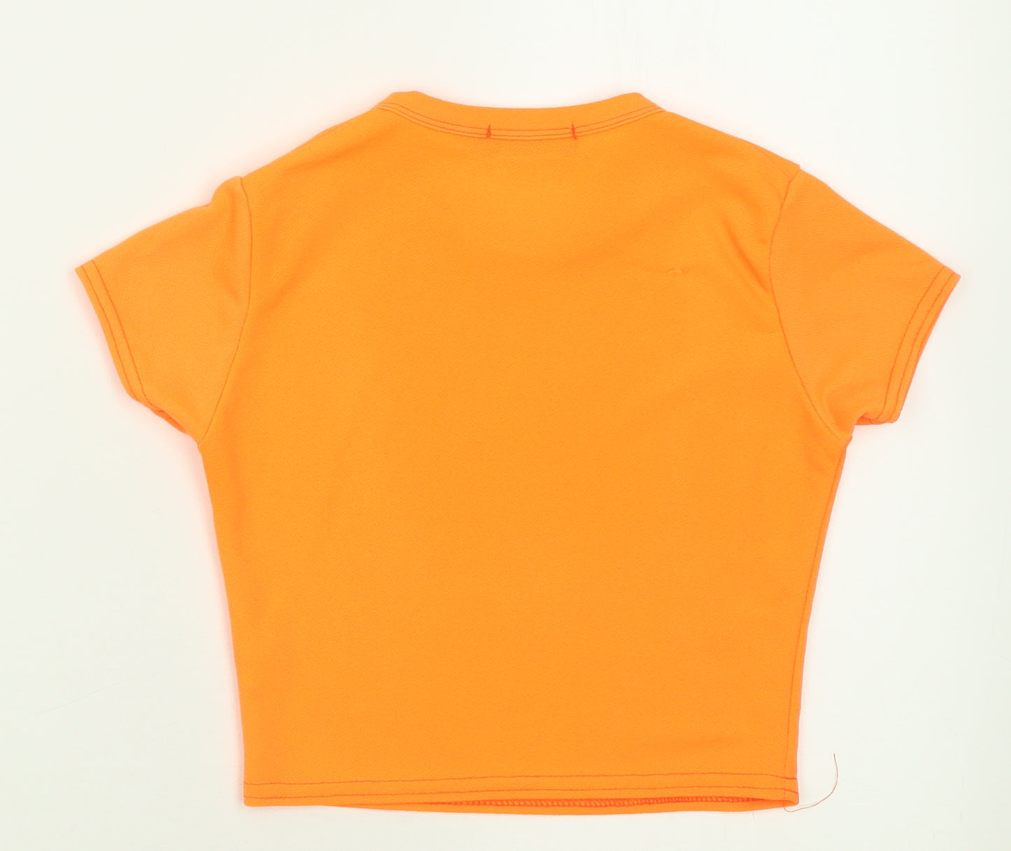 PRETTYLITTLETHING Womens Orange  Polyester Cropped T-Shirt Size 6 Crew Neck