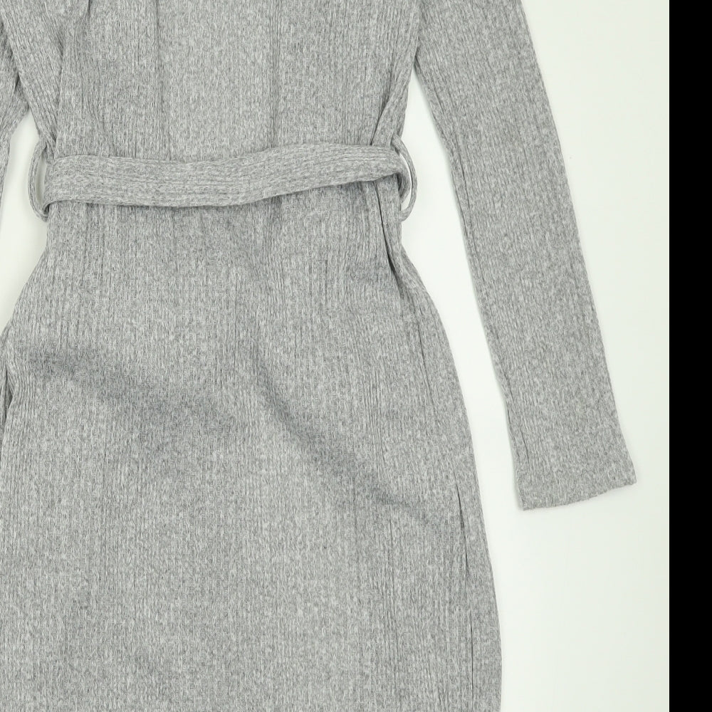 Primark Womens Grey V-Neck  Polyester Cardigan Jumper Size 2XS