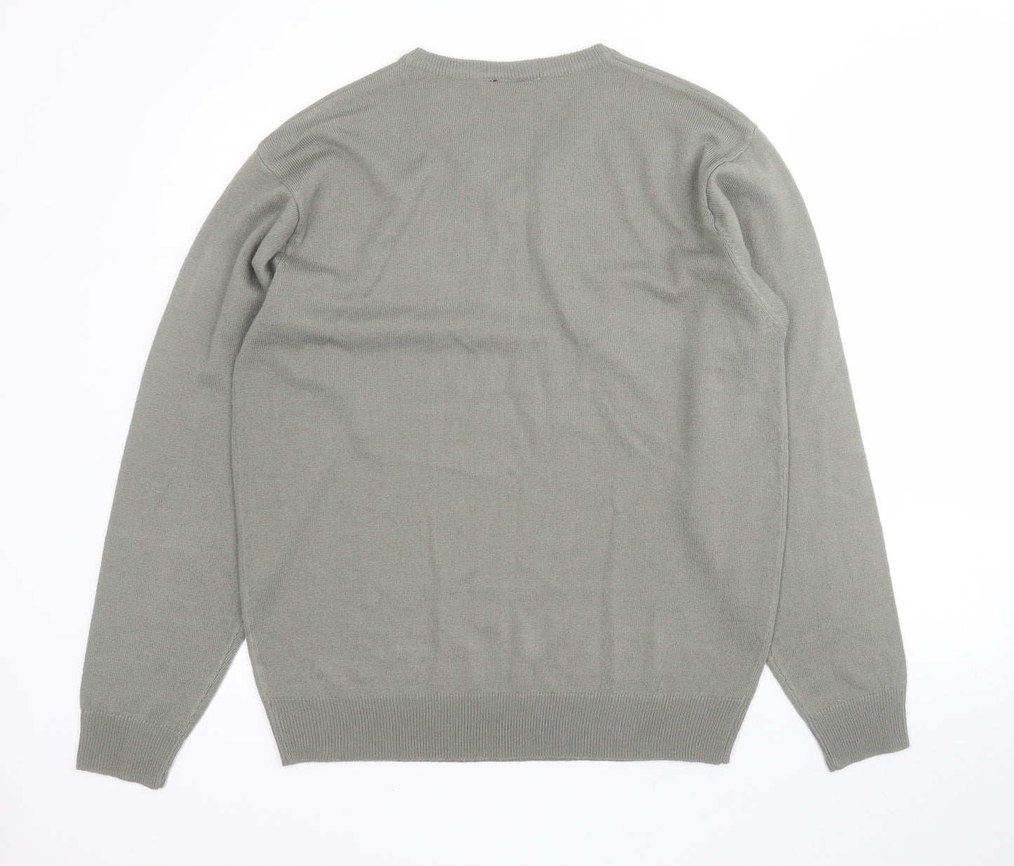 Lyle & Scott Mens Green V-Neck  Acrylic Pullover Jumper Size M