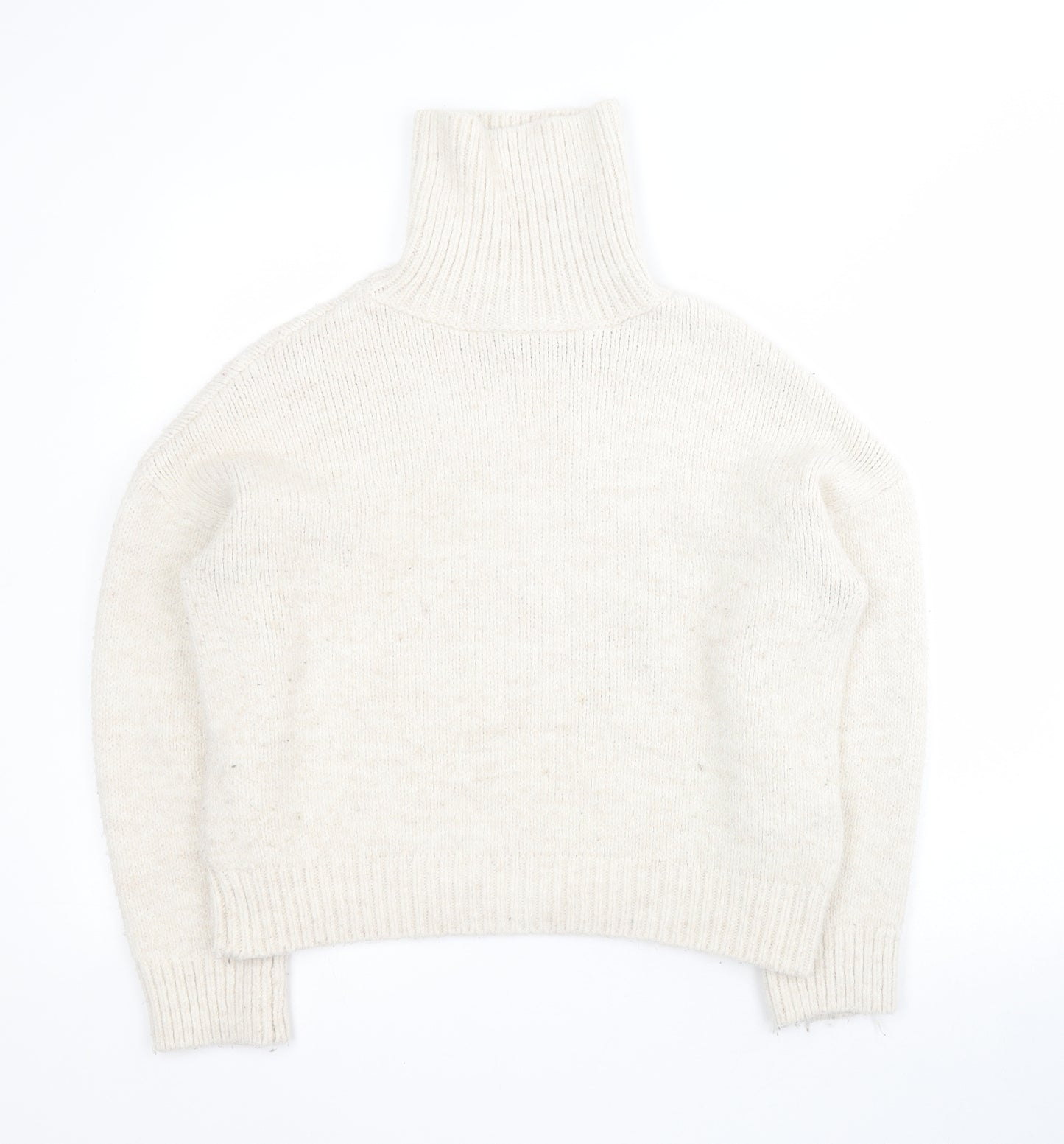 Primark Womens Beige Roll Neck  Acrylic Pullover Jumper Size M
