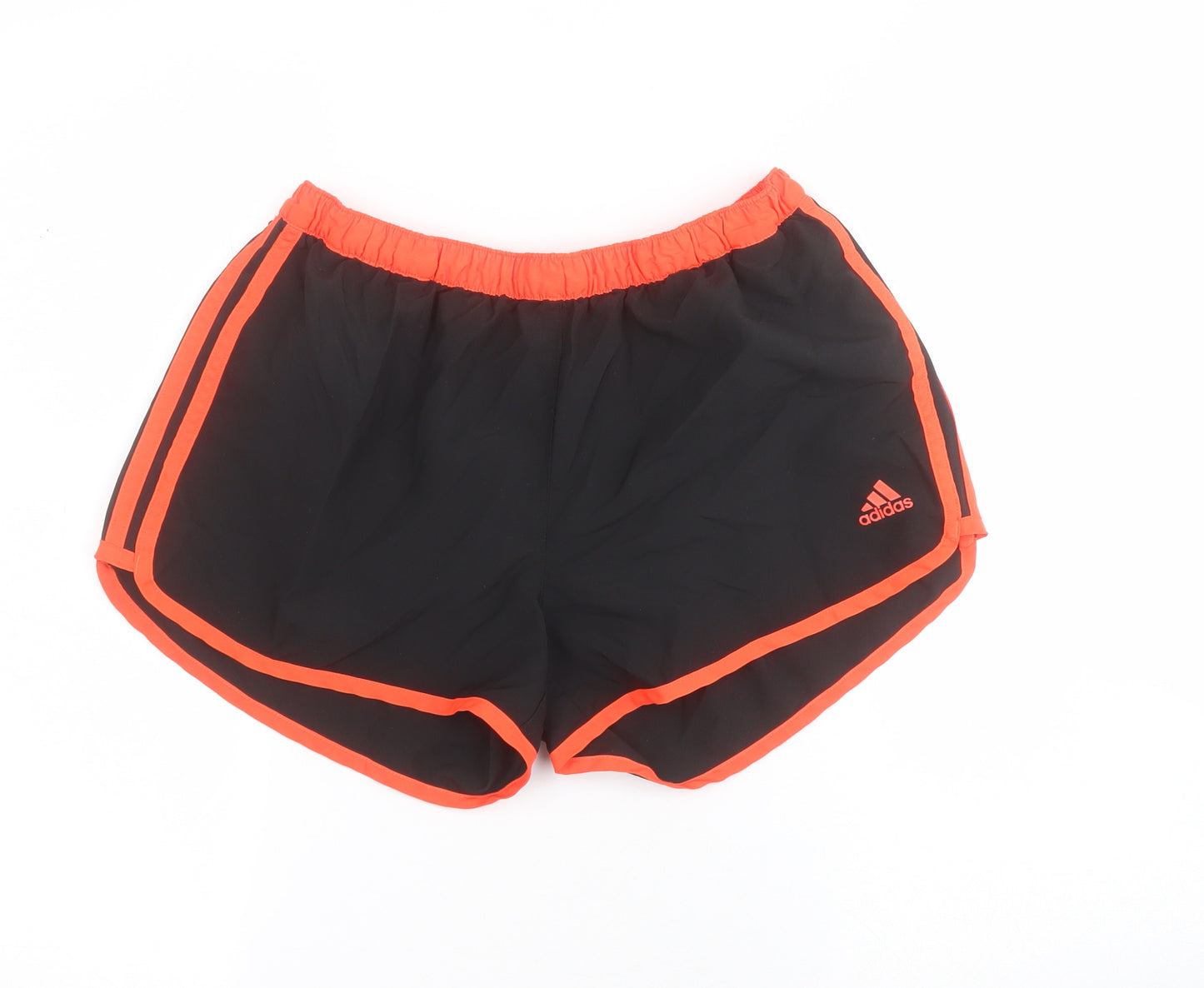 adidas Womens Black  100% Polyester Athletic Shorts Size 14 L4 in Regular Drawstring
