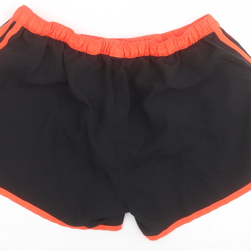 adidas Womens Black  100% Polyester Athletic Shorts Size 14 L4 in Regular Drawstring