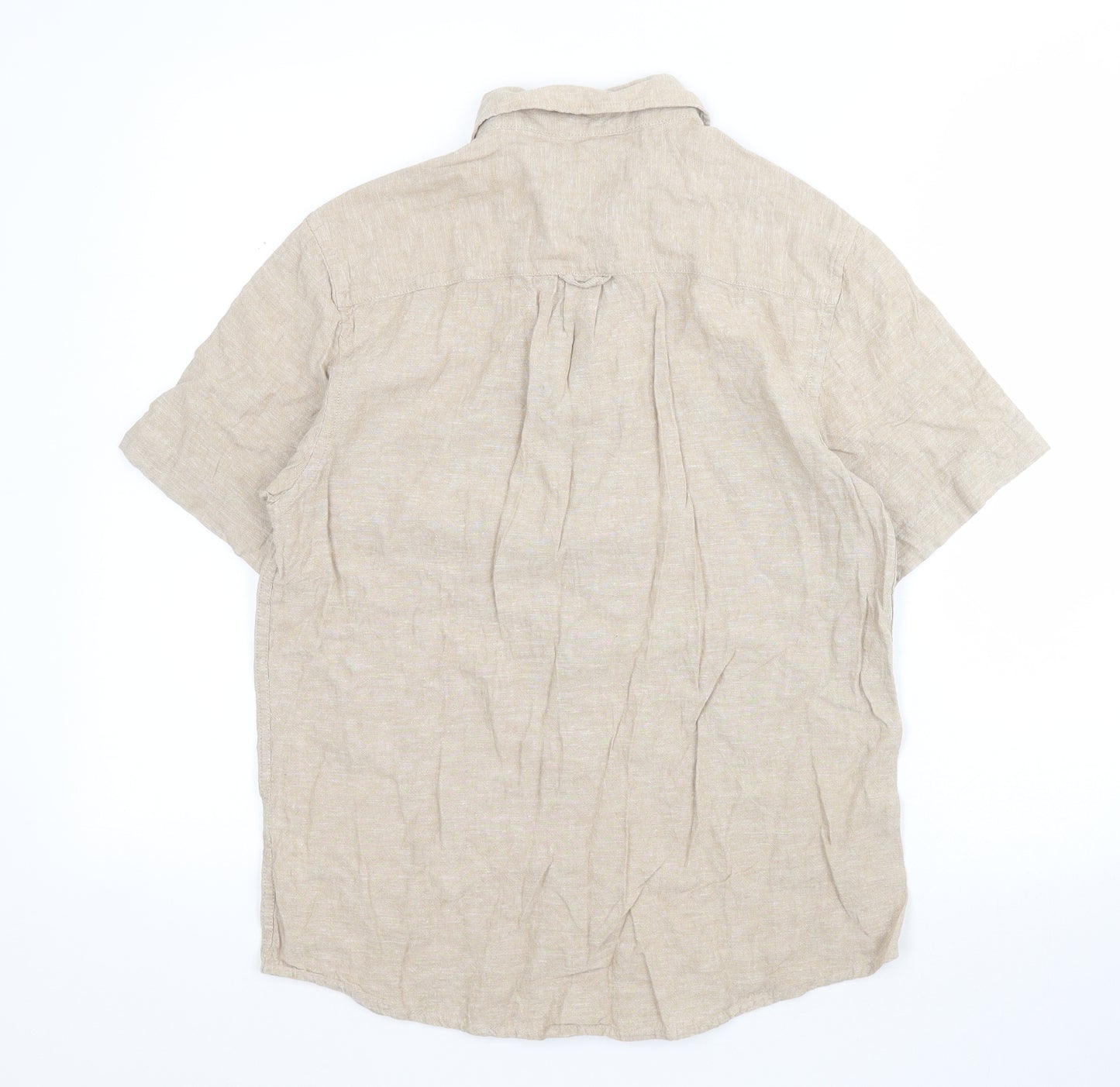 Primark Mens Brown  Linen  Button-Up Size XS Collared Button