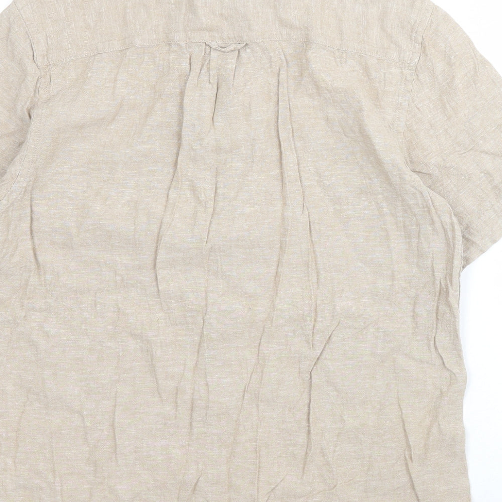 Primark Mens Brown  Linen  Button-Up Size XS Collared Button