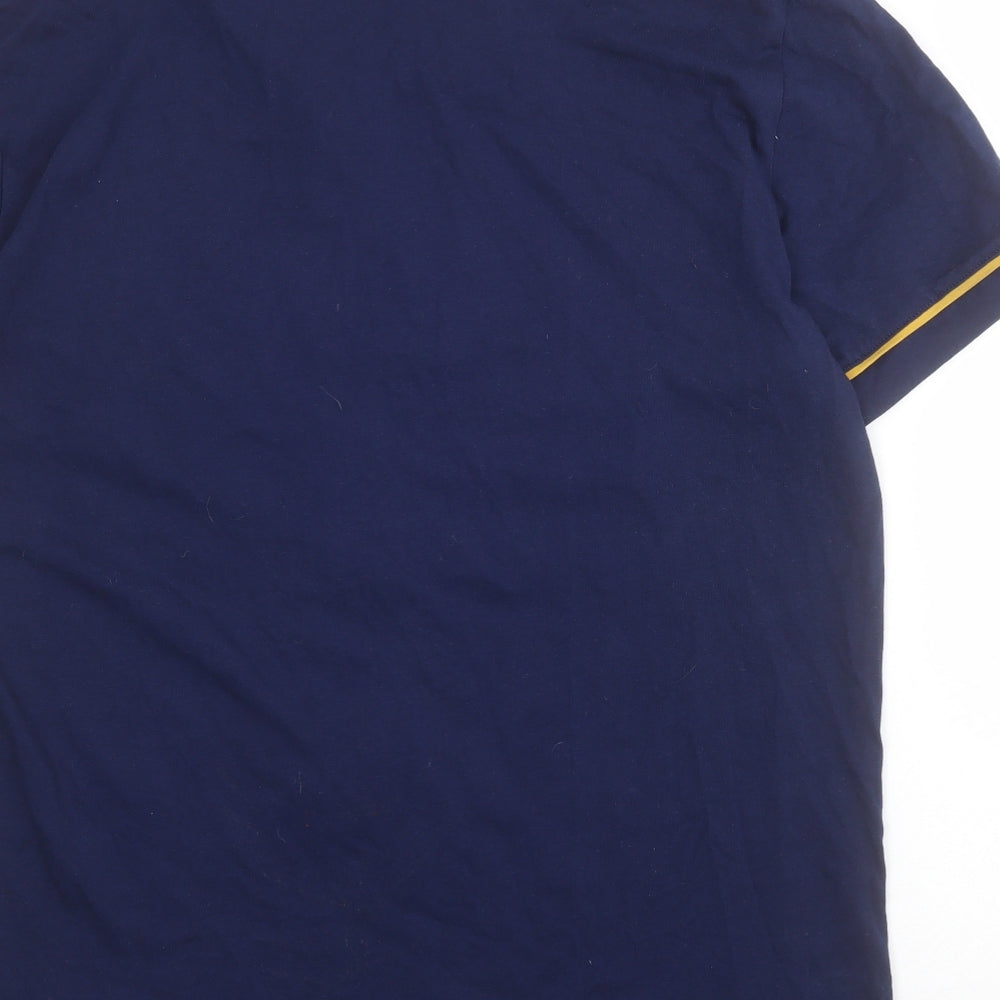 Boohoo Man Mens Blue  Cotton  Button-Up Size L V-Neck Button