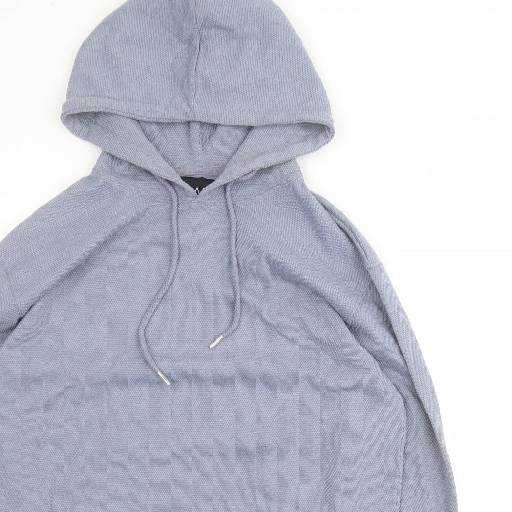 Boohoo Man Mens Blue  Cotton Pullover Hoodie Size M