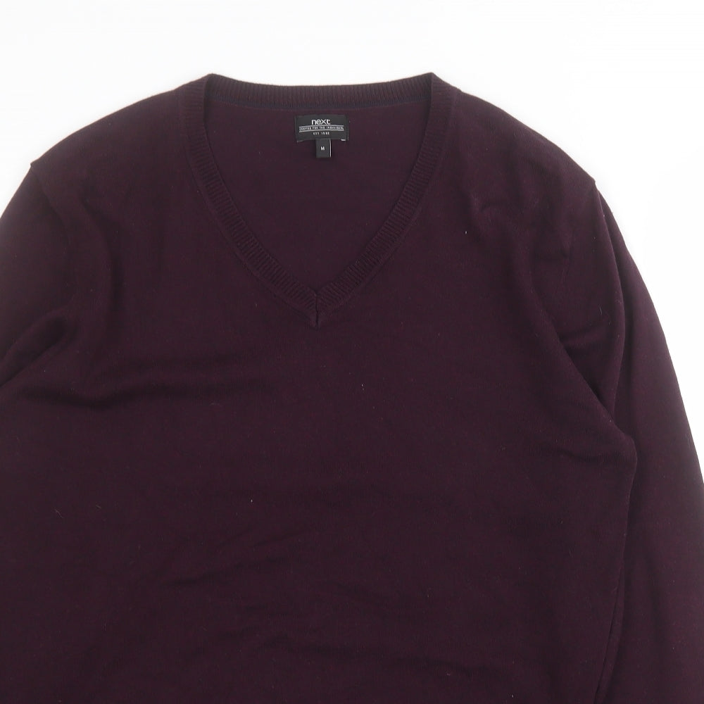 NEXT Womens Purple V-Neck  Cotton Pullover Jumper Size M