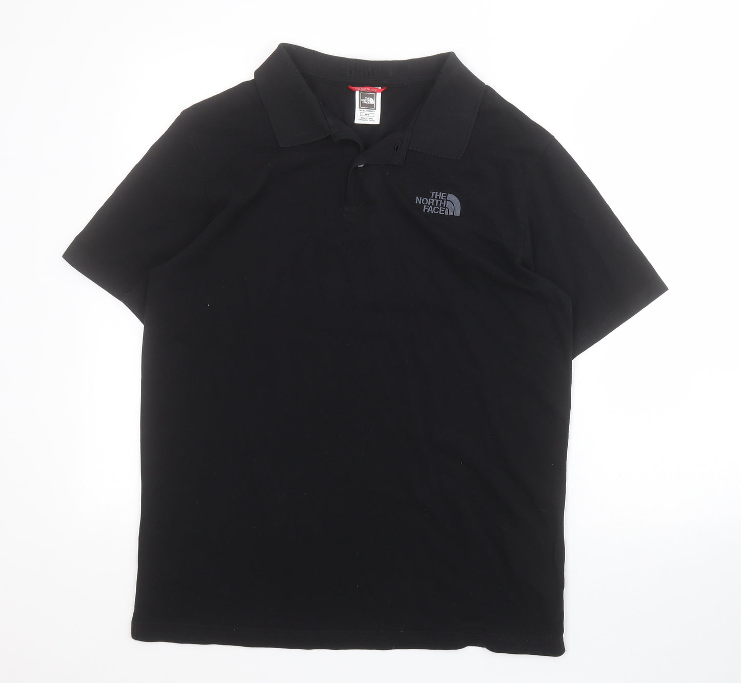 The North Face Mens Black  100% Cotton  Polo Size M Collared Button