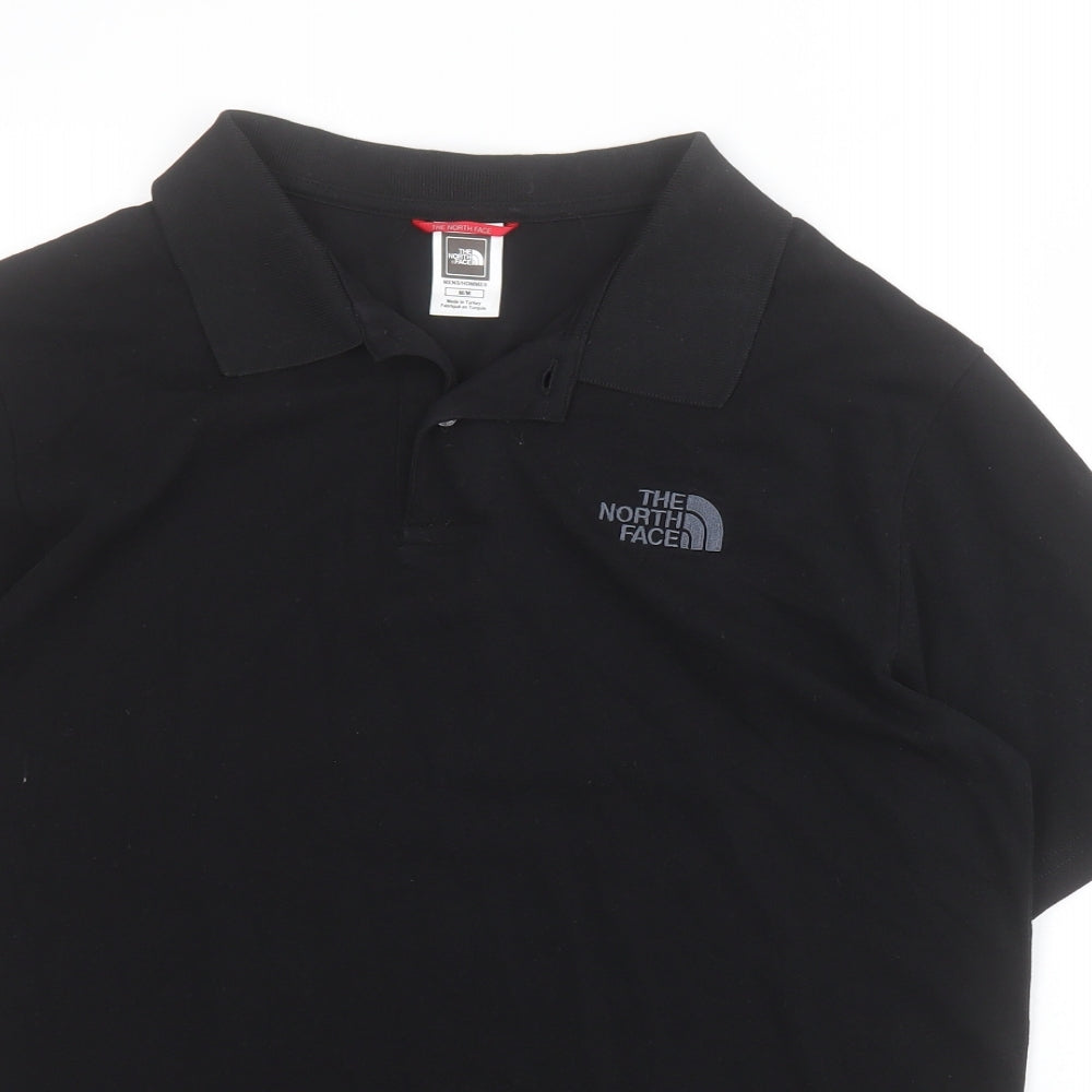 The North Face Mens Black  100% Cotton  Polo Size M Collared Button