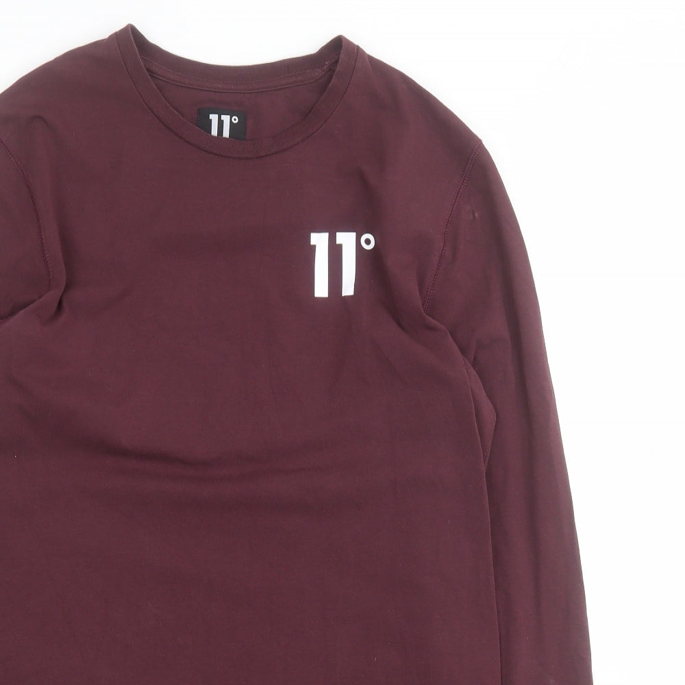 11 degrees Mens Purple  Cotton  T-Shirt Size M Crew Neck