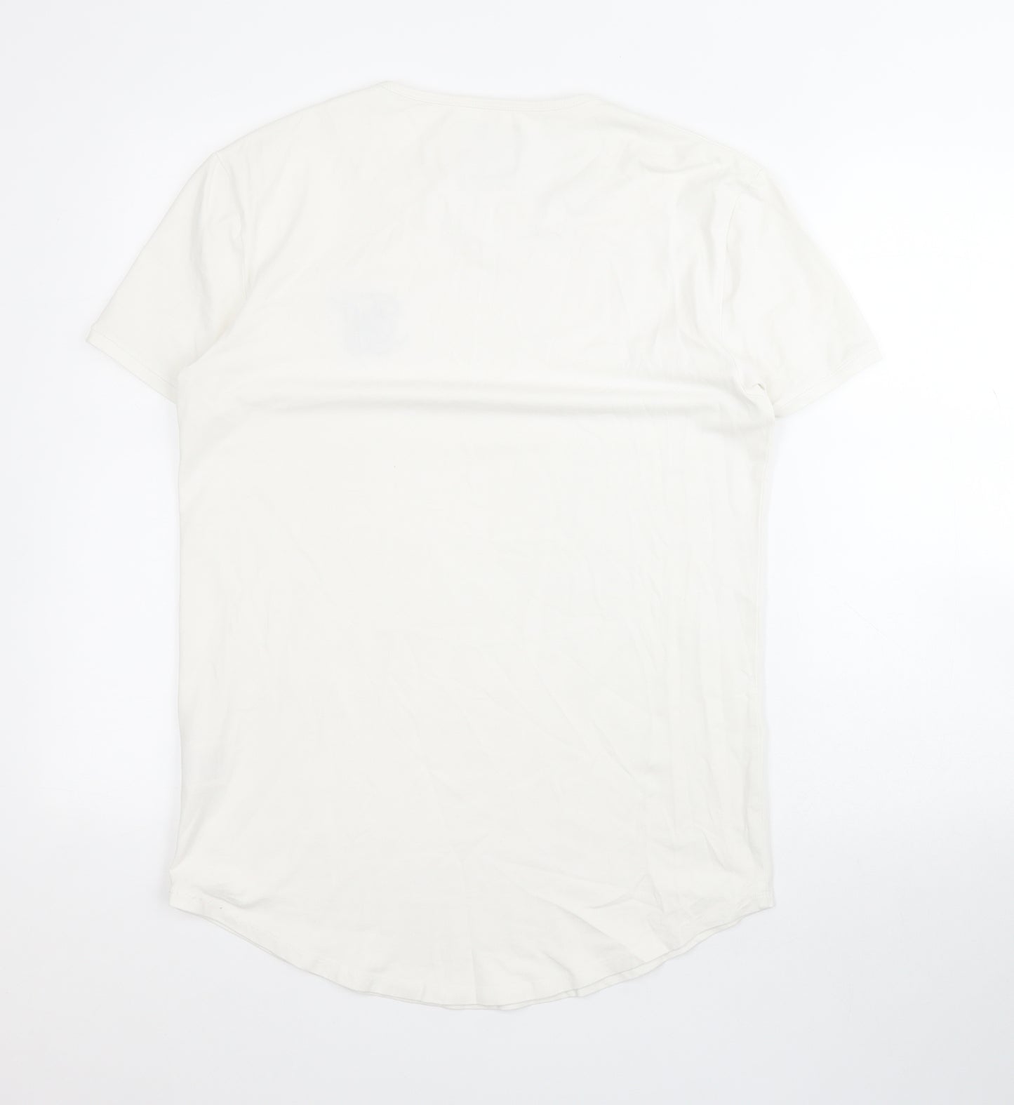 Silk Silk Mens White  Cotton  T-Shirt Size M Round Neck