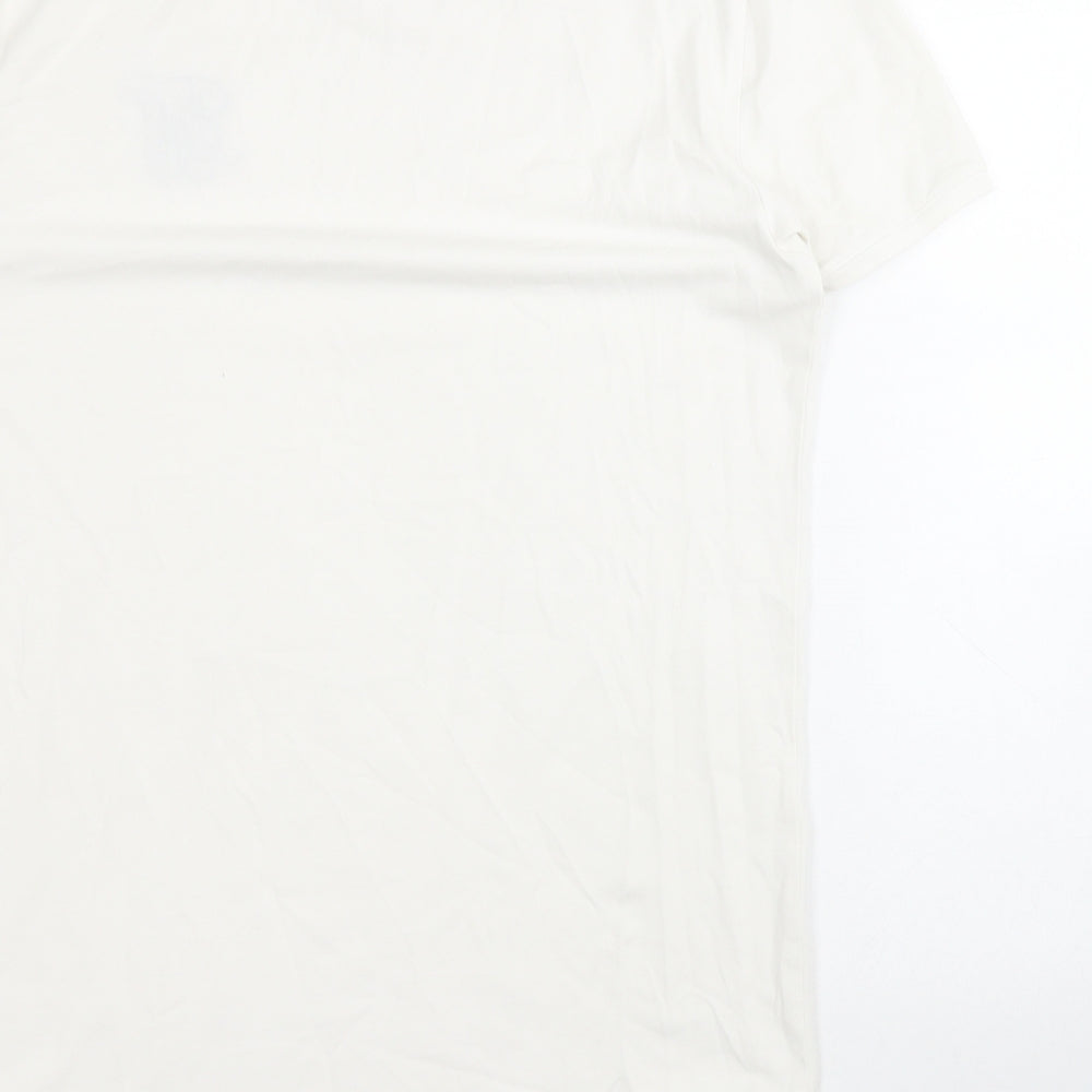 Silk Silk Mens White  Cotton  T-Shirt Size M Round Neck