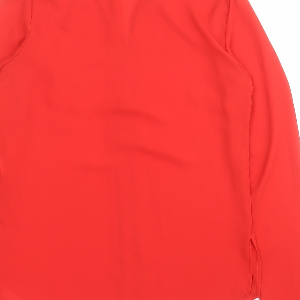 Primark Womens Red  Polyester Basic Blouse Size 4 V-Neck
