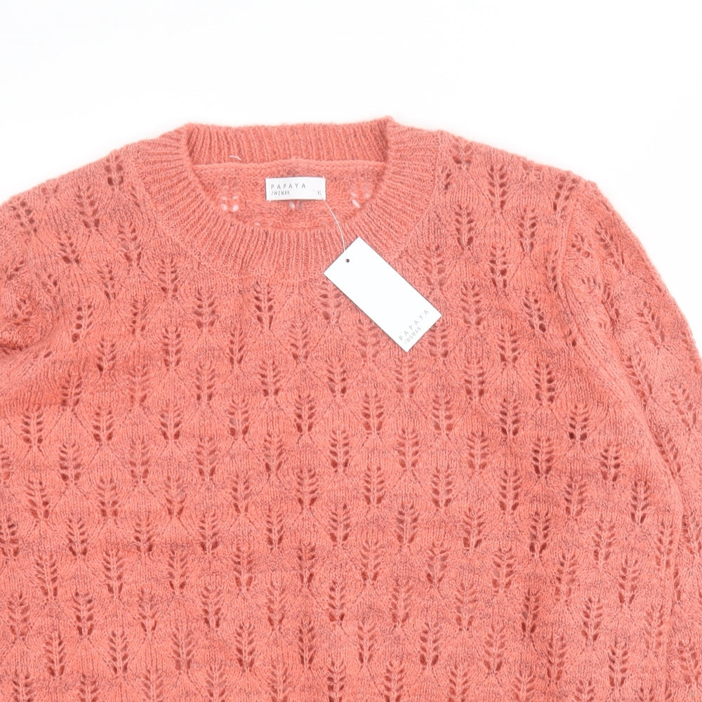 Matalan Womens Pink Crew Neck  Acrylic Pullover Jumper Size XL
