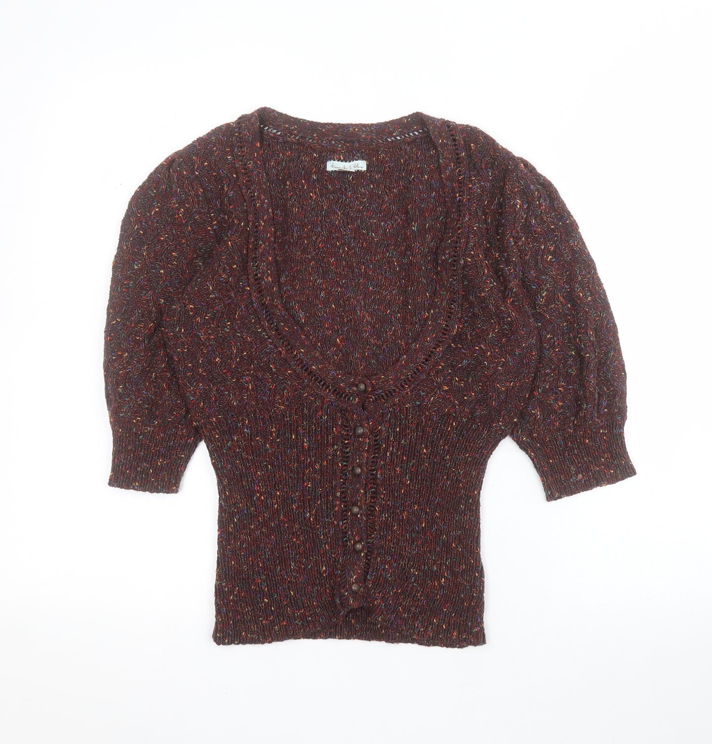 Kimchi & Blue Womens Brown Scoop Neck  Cotton Cardigan Jumper Size S