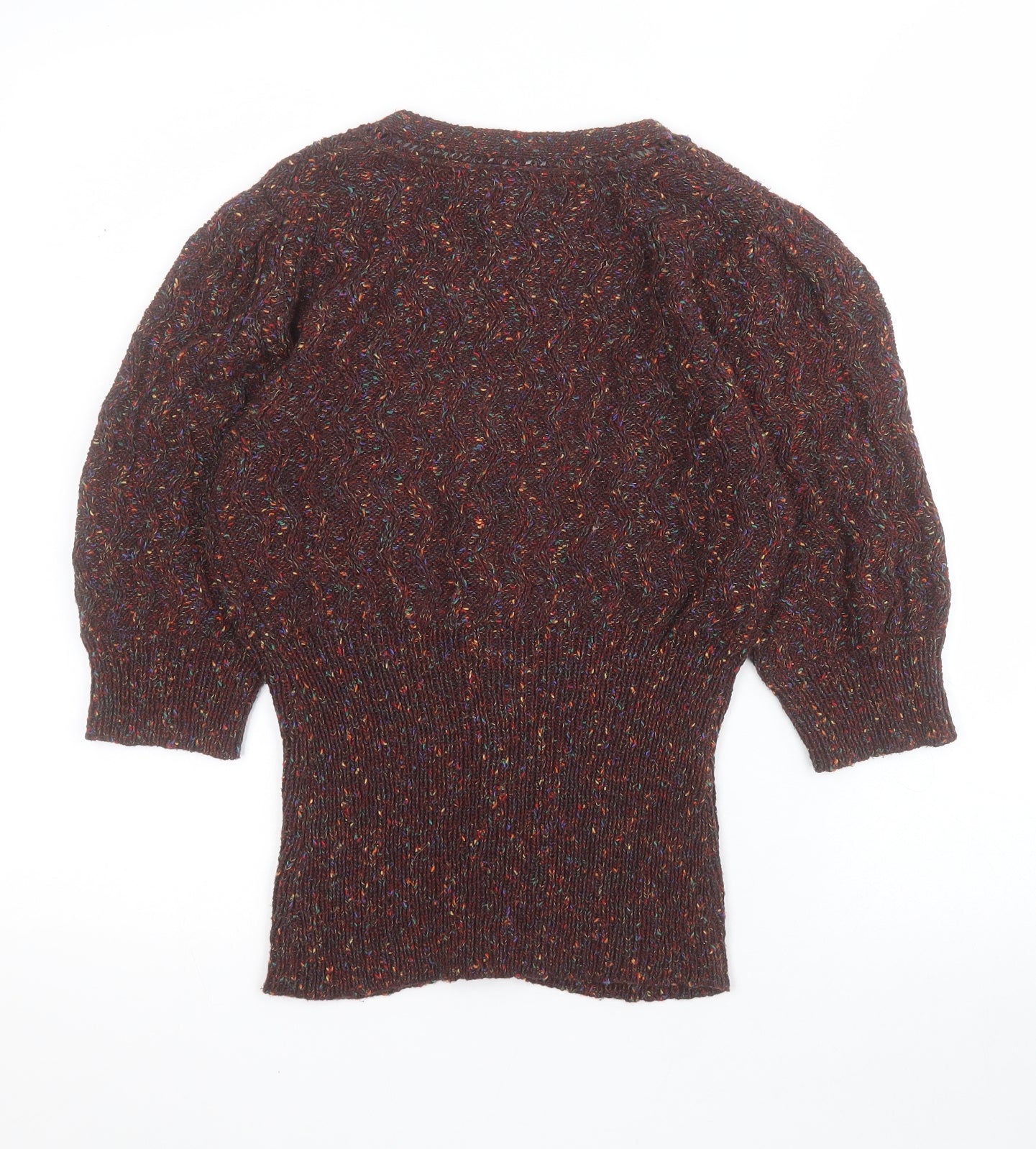 Kimchi & Blue Womens Brown Scoop Neck  Cotton Cardigan Jumper Size S
