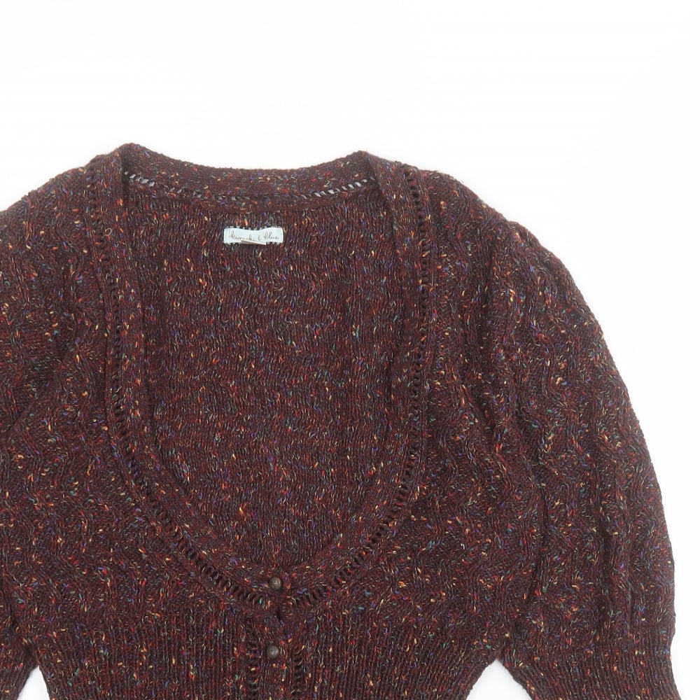 Kimchi & Blue Womens Brown Scoop Neck  Cotton Cardigan Jumper Size S