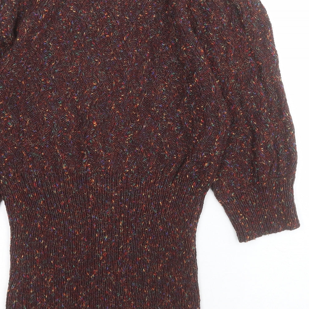 Kimchi & Blue Womens Brown Scoop Neck  Cotton Cardigan Jumper Size S