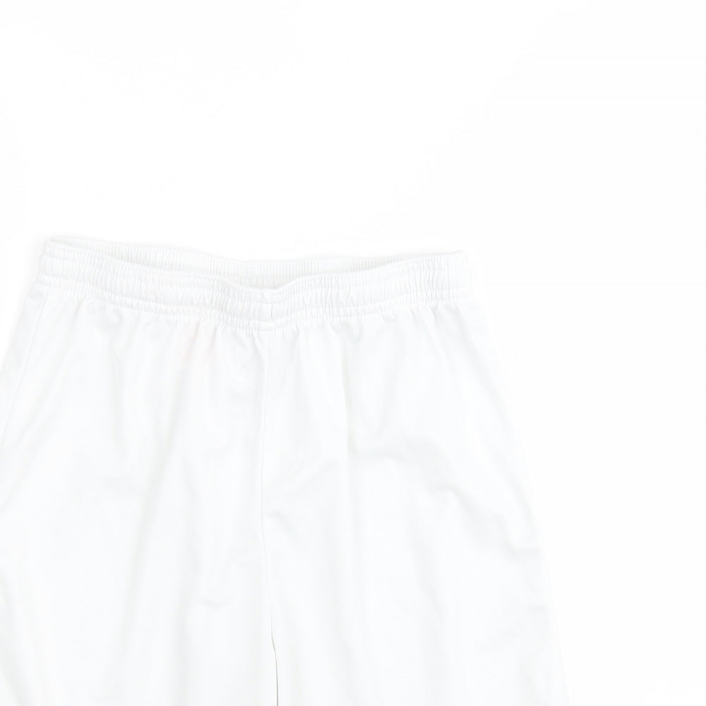 adidas Boys White  100% Polyester Sweat Shorts Size 15-16 Years  Regular Drawstring