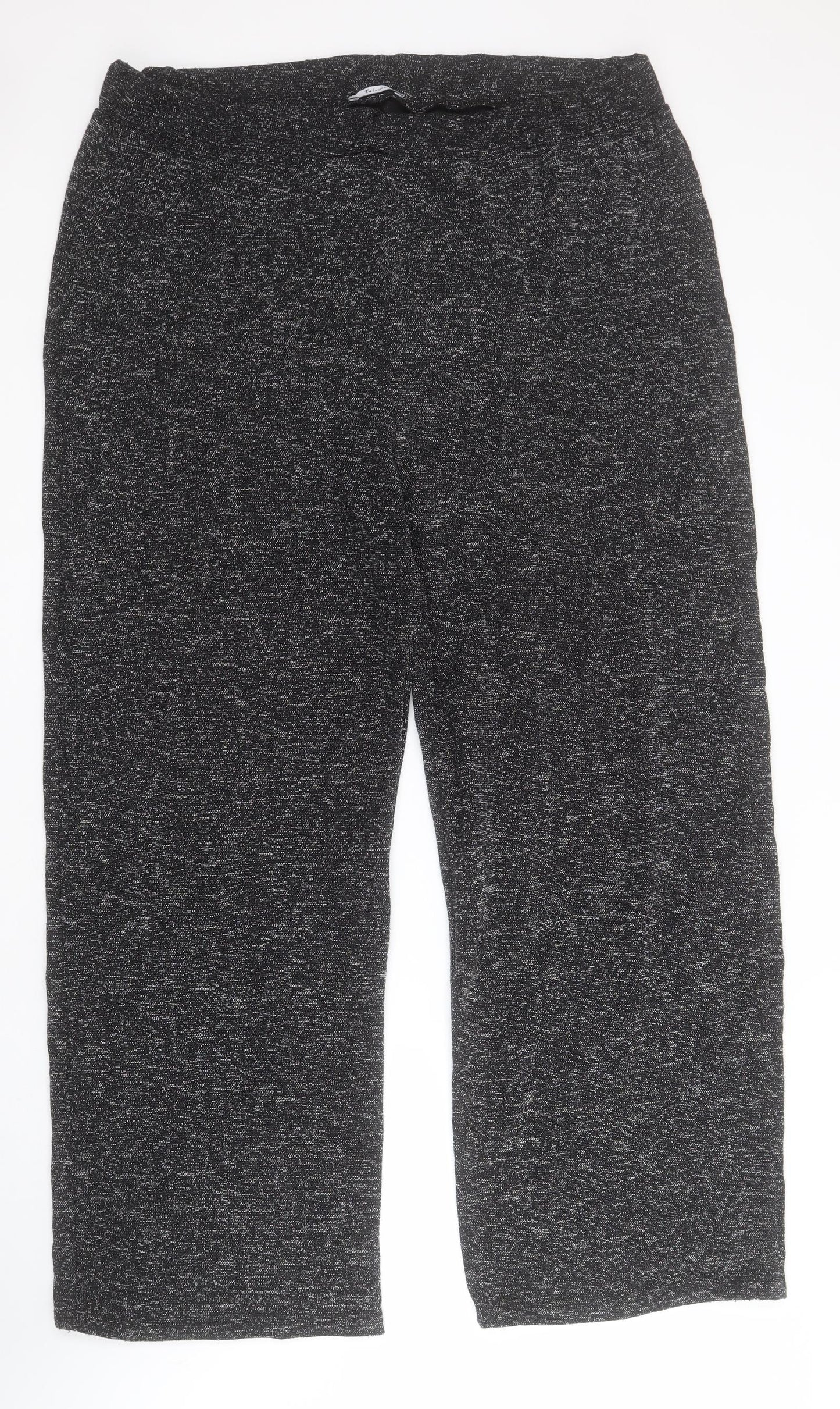 TU Womens Black  Polyester Cropped Trousers Size 20 L28 in Regular
