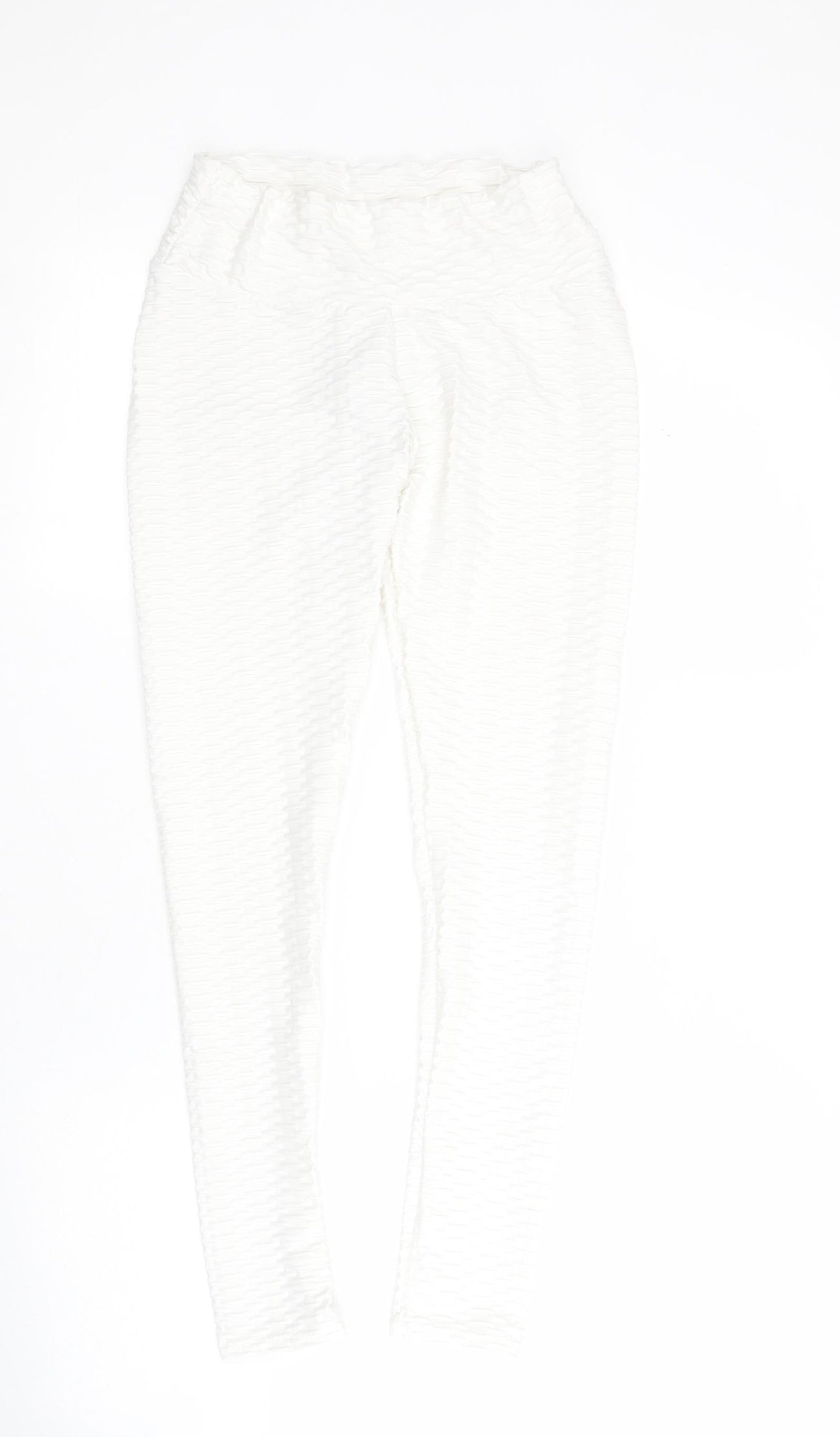 SheIn Womens White  Polyester Cropped Leggings Size S L26 in Regular Pullover - Ruched bum
