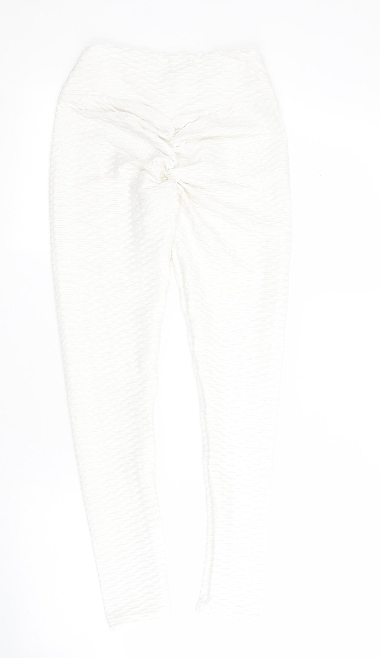 SheIn Womens White  Polyester Cropped Leggings Size S L26 in Regular Pullover - Ruched bum