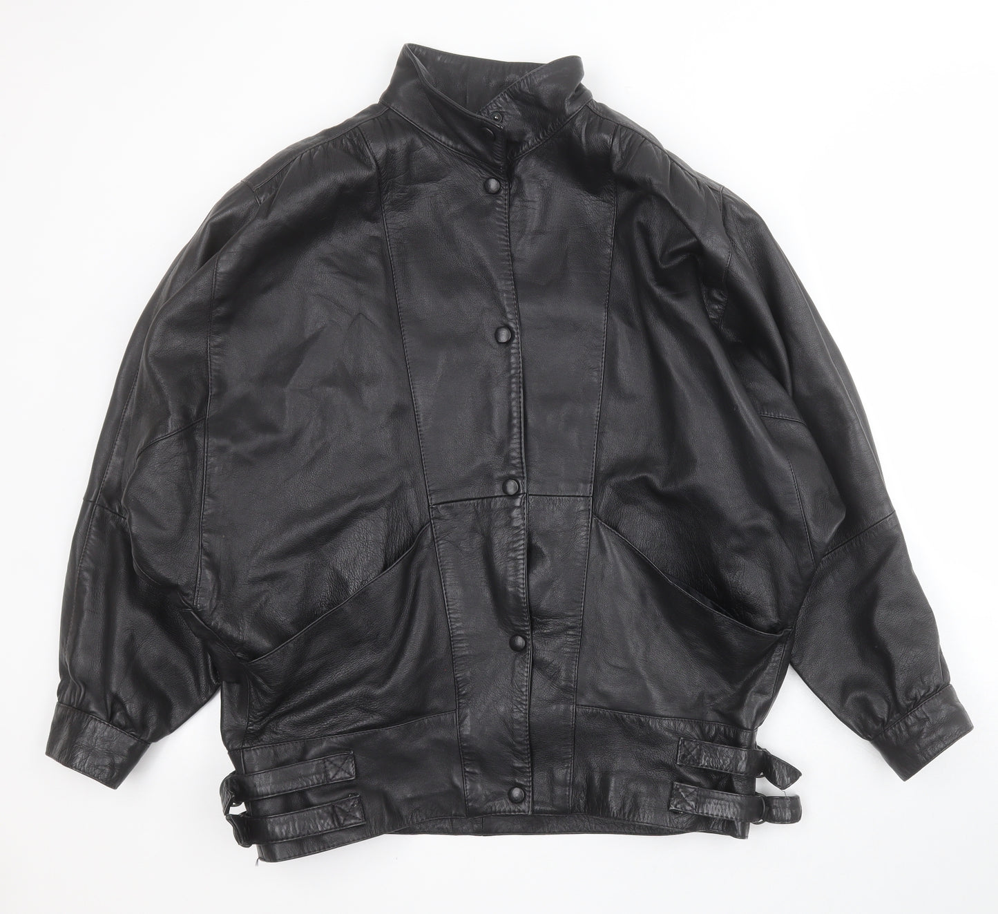 Echt Leder Leather Womens Black   Motorcycle Jacket Jacket Size 12  Snap - Faux leather