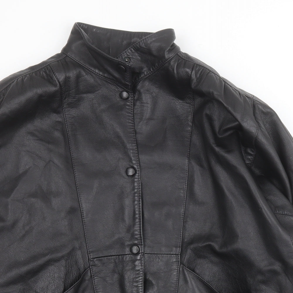 Echt Leder Leather Womens Black   Motorcycle Jacket Jacket Size 12  Snap - Faux leather