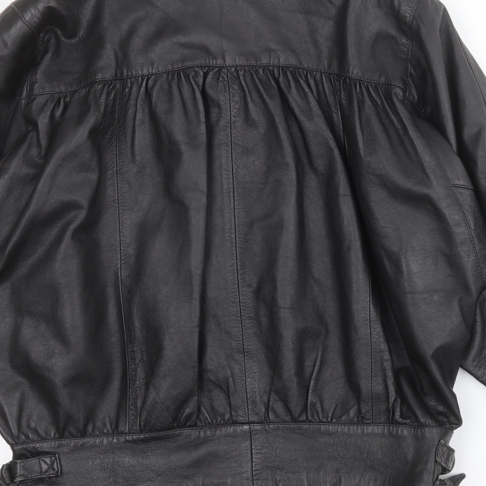 Echt Leder Leather Womens Black   Motorcycle Jacket Jacket Size 12  Snap - Faux leather