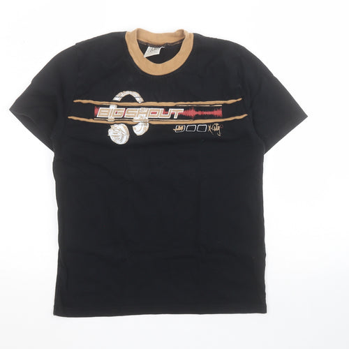 Active World Boys Black  100% Cotton Pullover T-Shirt Size 12 Years Crew Neck Pullover