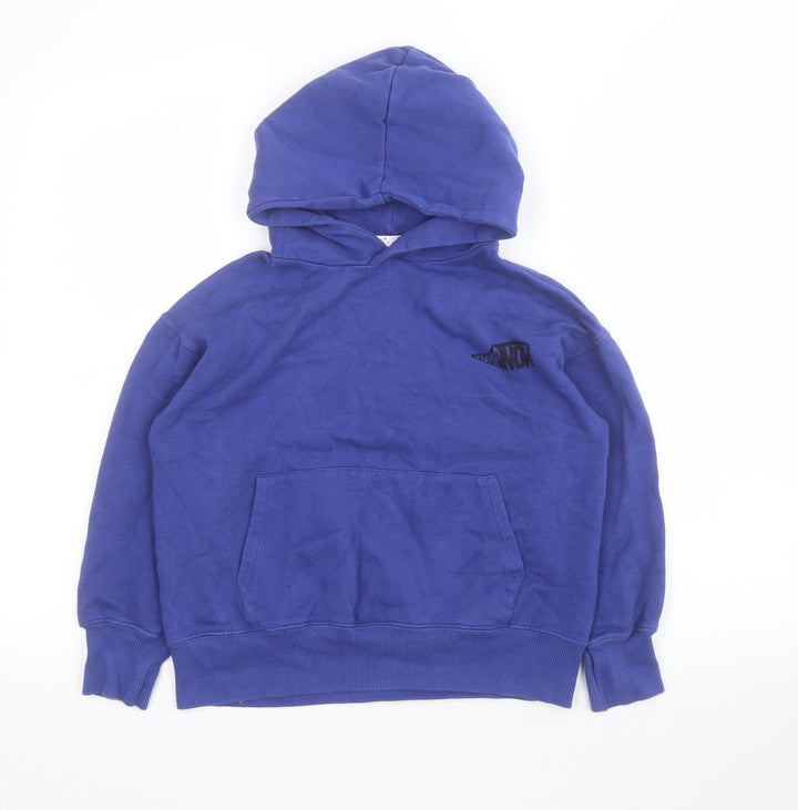 Zara Boys Purple  Cotton Pullover Hoodie Size 8 Years  Pullover - Slogan