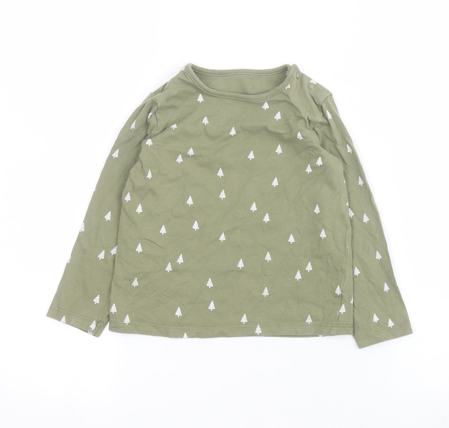 TU Baby Green  100% Cotton Pullover T-Shirt Size 18-24 Months Round Neck Snap