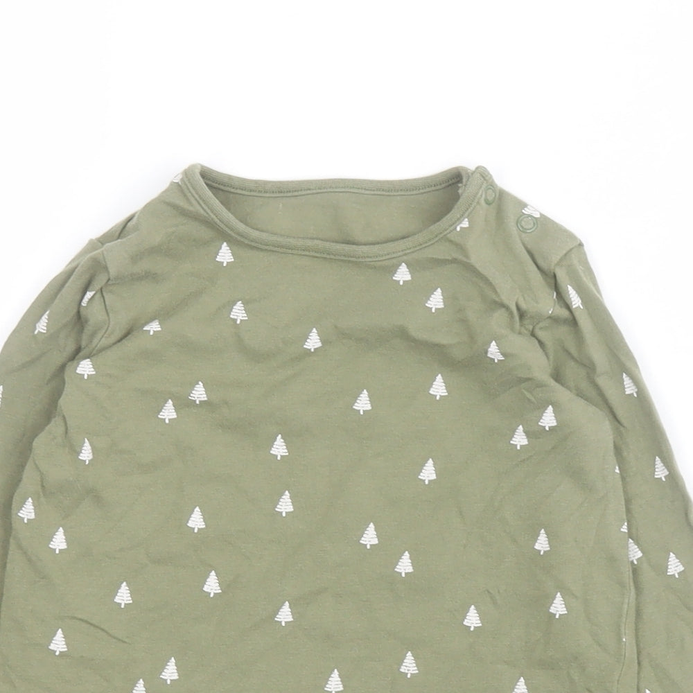 TU Baby Green  100% Cotton Pullover T-Shirt Size 18-24 Months Round Neck Snap