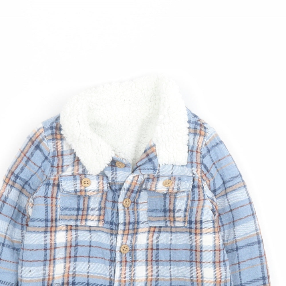 TU Baby Blue Plaid  Jacket  Size 12-18 Months   Button