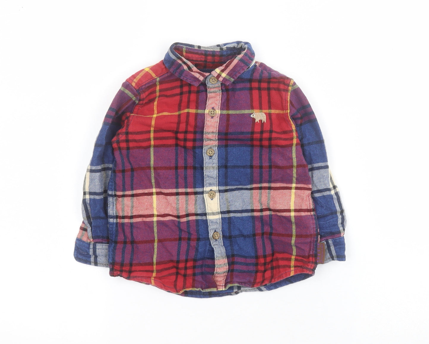 NEXT Baby Multicoloured Plaid 100% Cotton Basic Button-Up Size 12-18 Months Collared Button