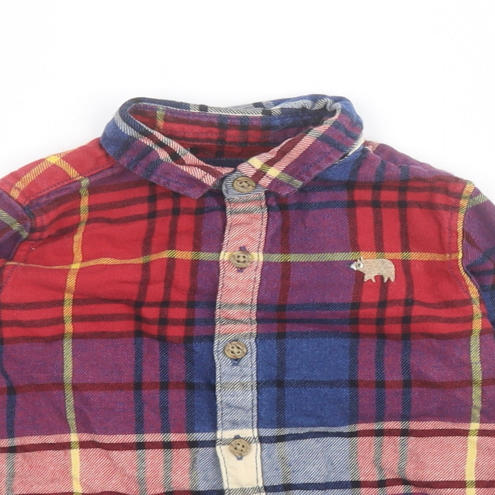NEXT Baby Multicoloured Plaid 100% Cotton Basic Button-Up Size 12-18 Months Collared Button