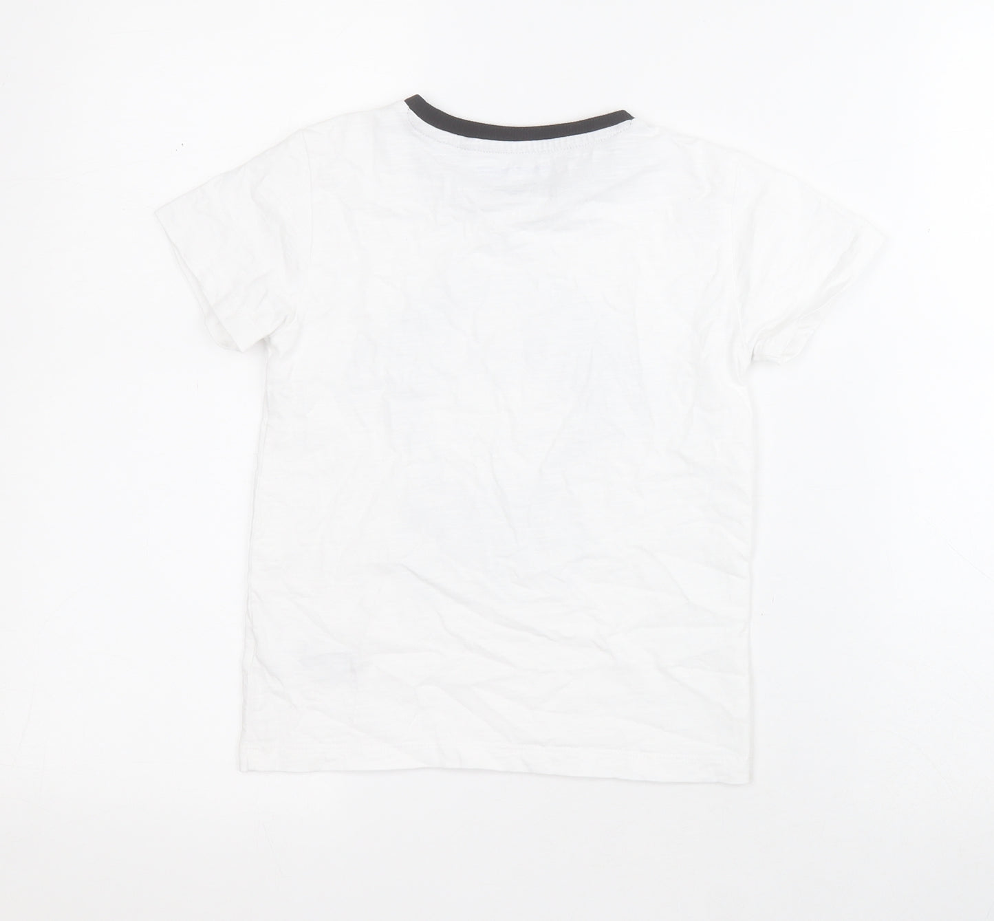 NEXT Boys White  100% Cotton Pullover T-Shirt Size 5-6 Years Crew Neck Pullover - Monkey