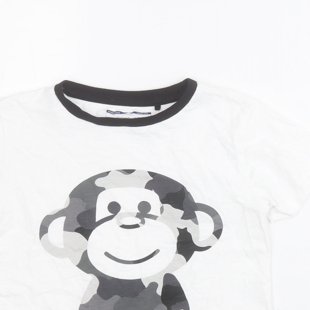 NEXT Boys White  100% Cotton Pullover T-Shirt Size 5-6 Years Crew Neck Pullover - Monkey