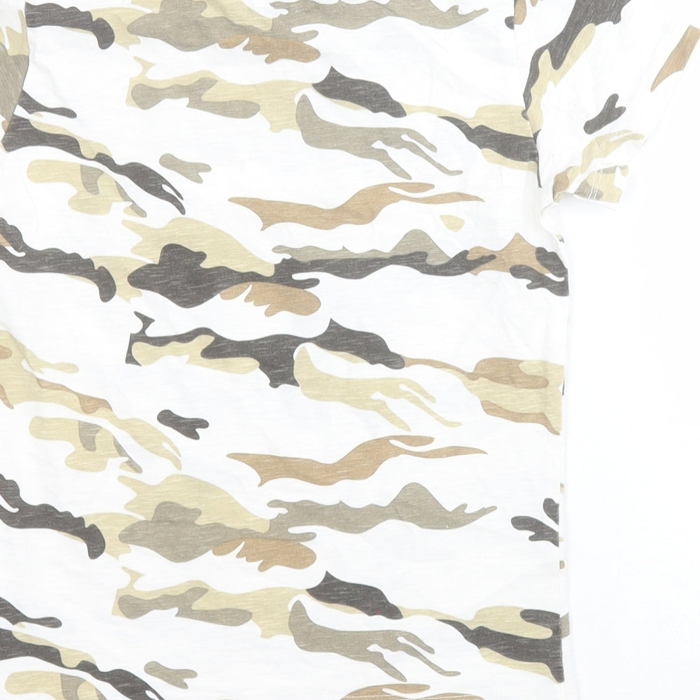 NEXT Boys White Camouflage 100% Cotton Pullover T-Shirt Size 5-6 Years Crew Neck Pullover