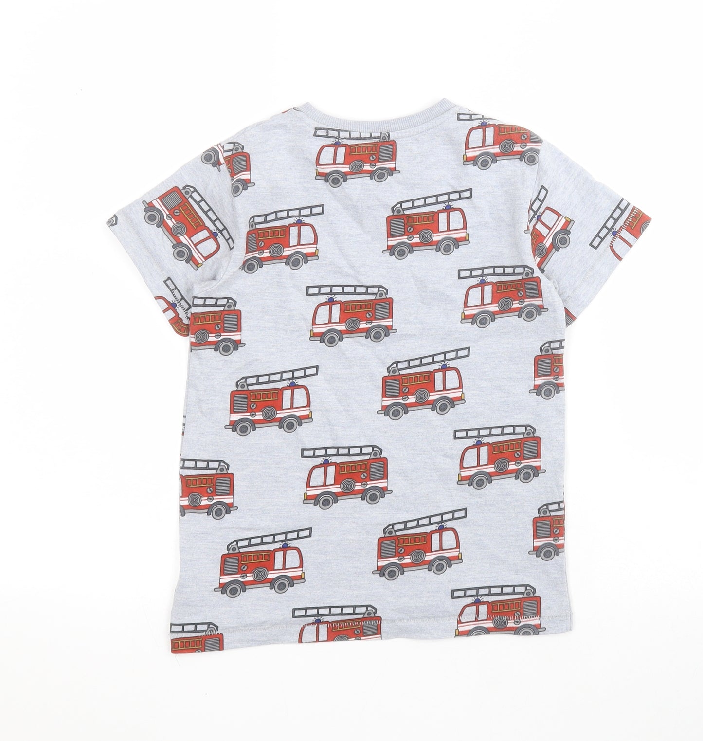 NEXT Boys Grey  Cotton Pullover T-Shirt Size 5-6 Years Crew Neck Pullover - Fire emgine