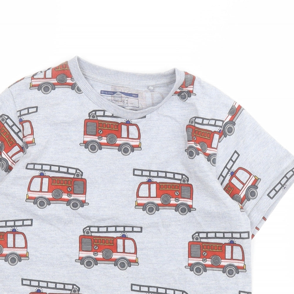 NEXT Boys Grey  Cotton Pullover T-Shirt Size 5-6 Years Crew Neck Pullover - Fire emgine