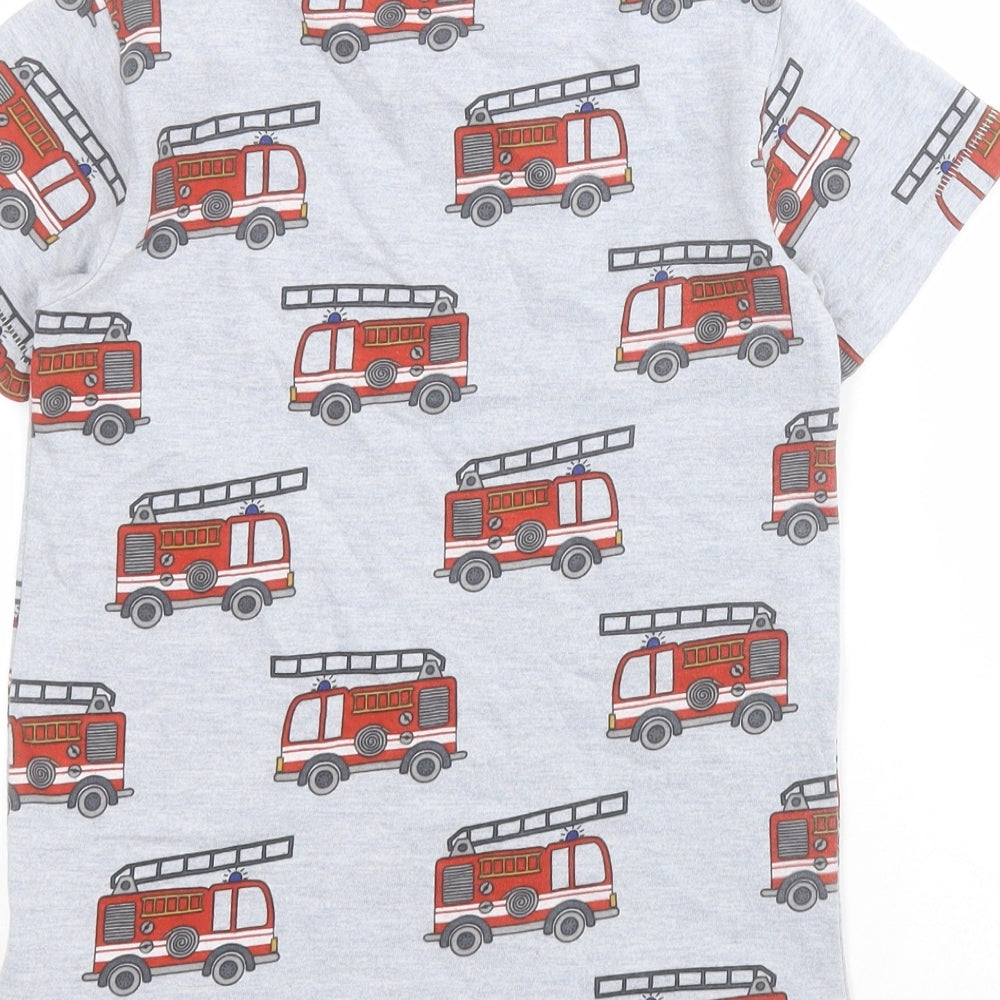 NEXT Boys Grey  Cotton Pullover T-Shirt Size 5-6 Years Crew Neck Pullover - Fire emgine