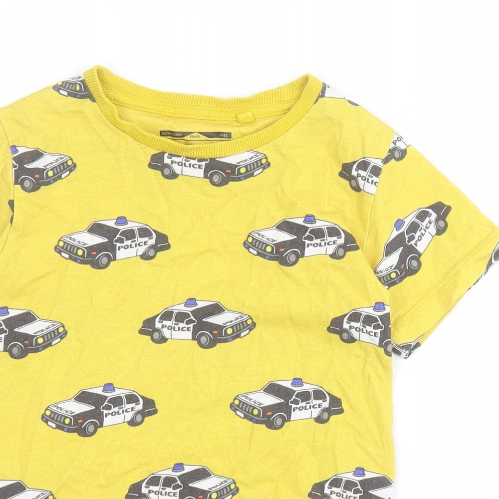 NEXT Boys Yellow  100% Cotton Pullover T-Shirt Size 5-6 Years Crew Neck Pullover - Police Car