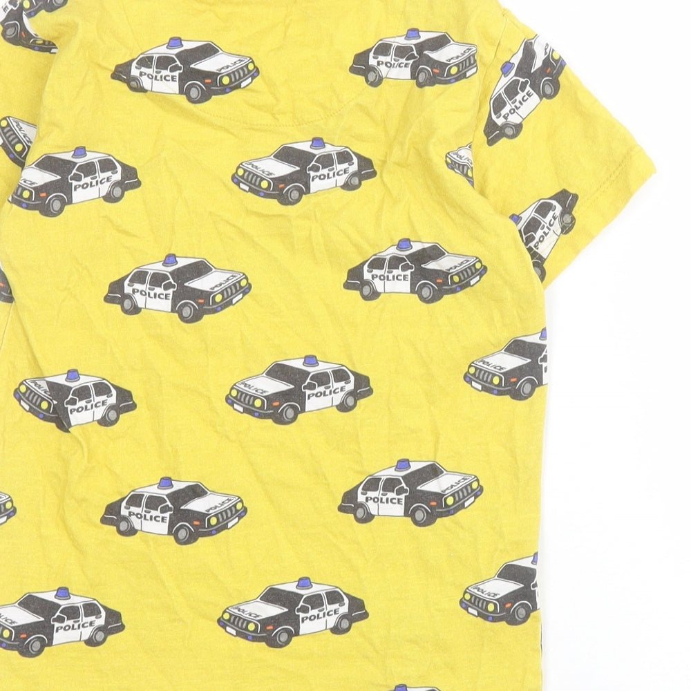 NEXT Boys Yellow  100% Cotton Pullover T-Shirt Size 5-6 Years Crew Neck Pullover - Police Car