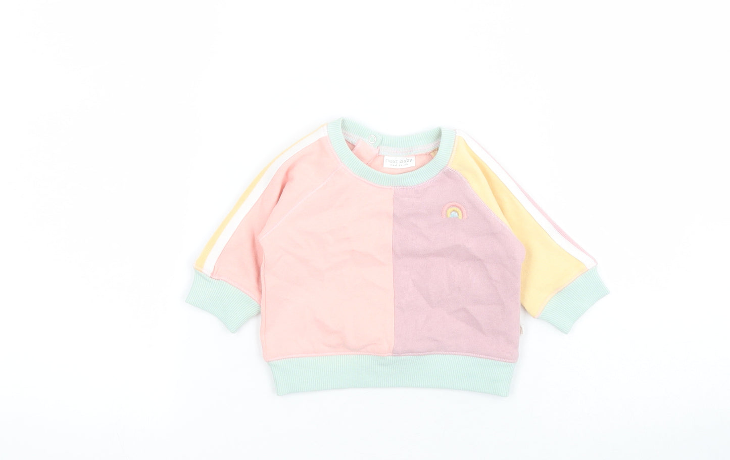 NEXT Baby Pink Colourblock 100% Cotton Pullover Jumper Size 0-3 Months  Snap - Up to one month