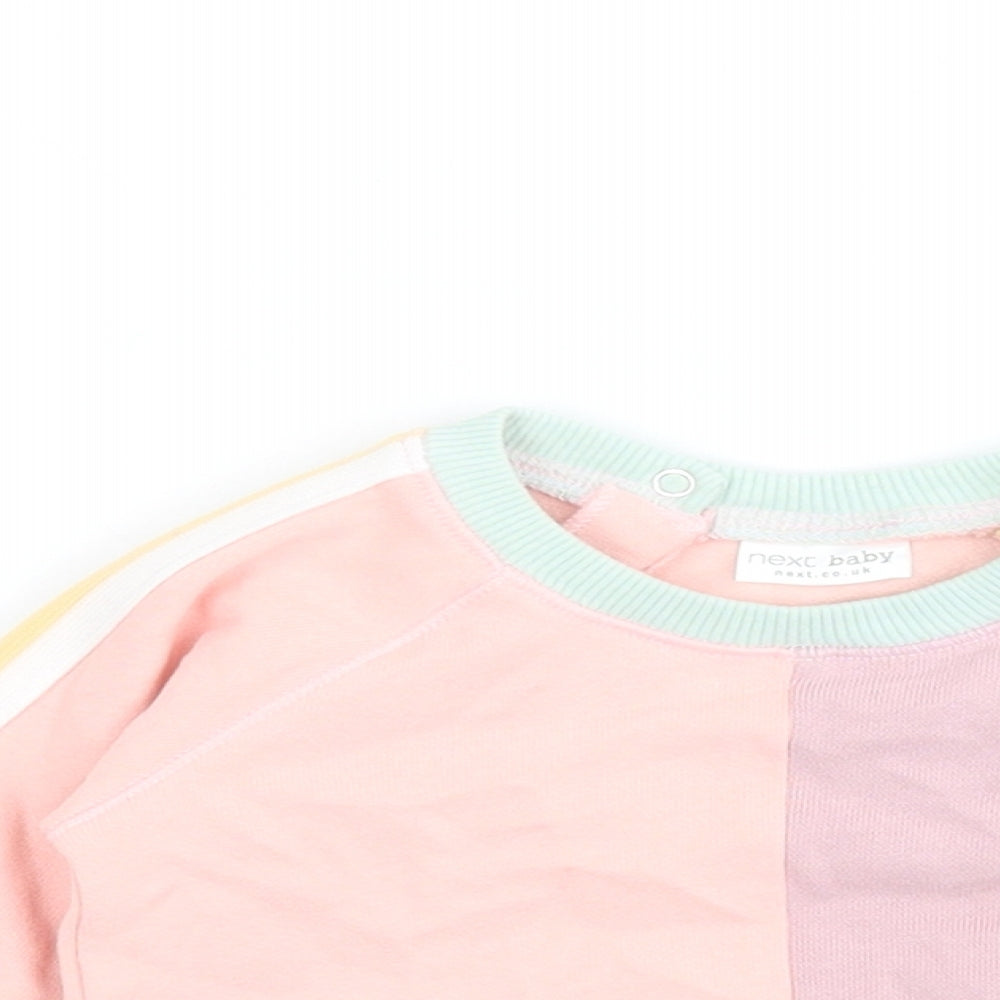 NEXT Baby Pink Colourblock 100% Cotton Pullover Jumper Size 0-3 Months  Snap - Up to one month