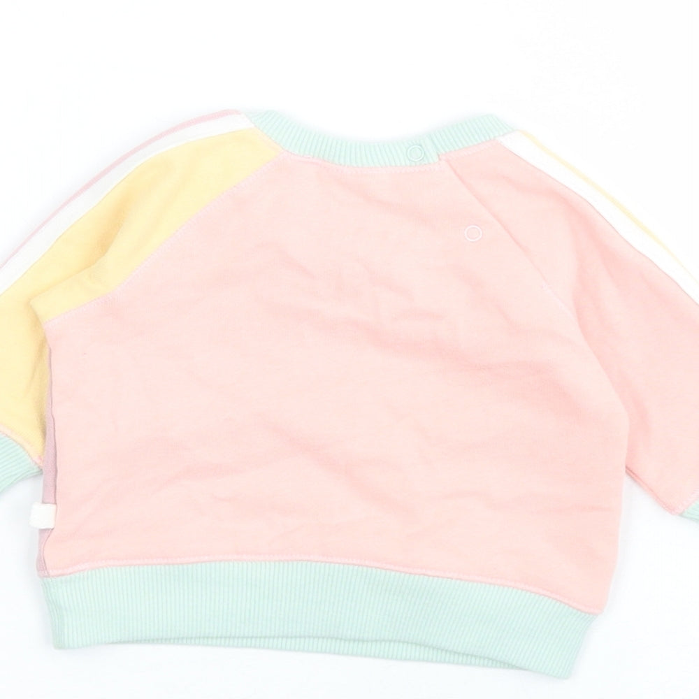 NEXT Baby Pink Colourblock 100% Cotton Pullover Jumper Size 0-3 Months  Snap - Up to one month