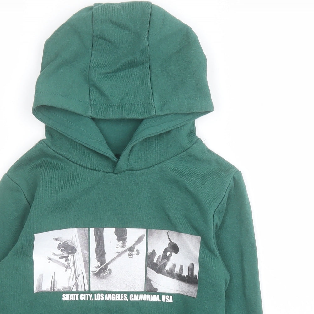 Dunnes Boys Green  Cotton Pullover Hoodie Size 6-7 Years  Pullover